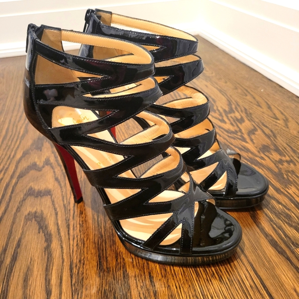 Christian Louboutin 120 patent heels, black size 38.5
